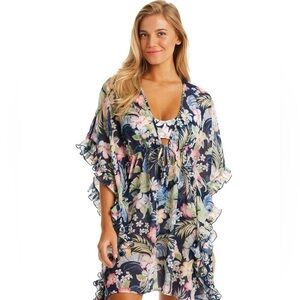 Jessica Simpson Women's Stranded in Paradise  Ruffled Cover-up Dress Swimsuit